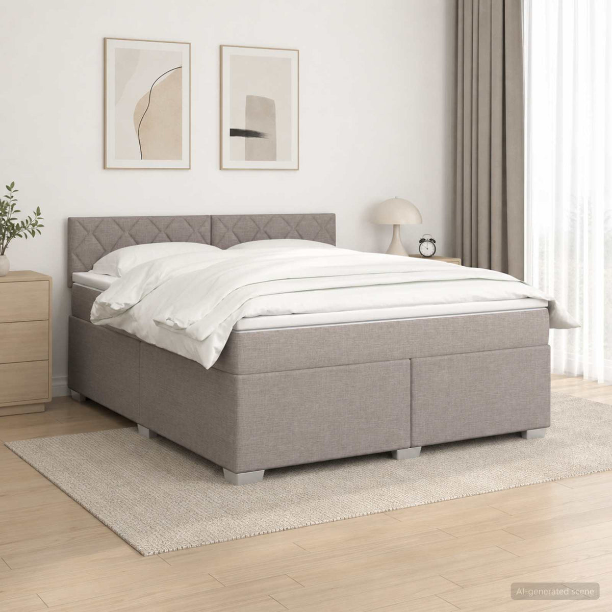 Krevet s box springom, madracem i LED-om Sivosmeđa 160 x 200 cm