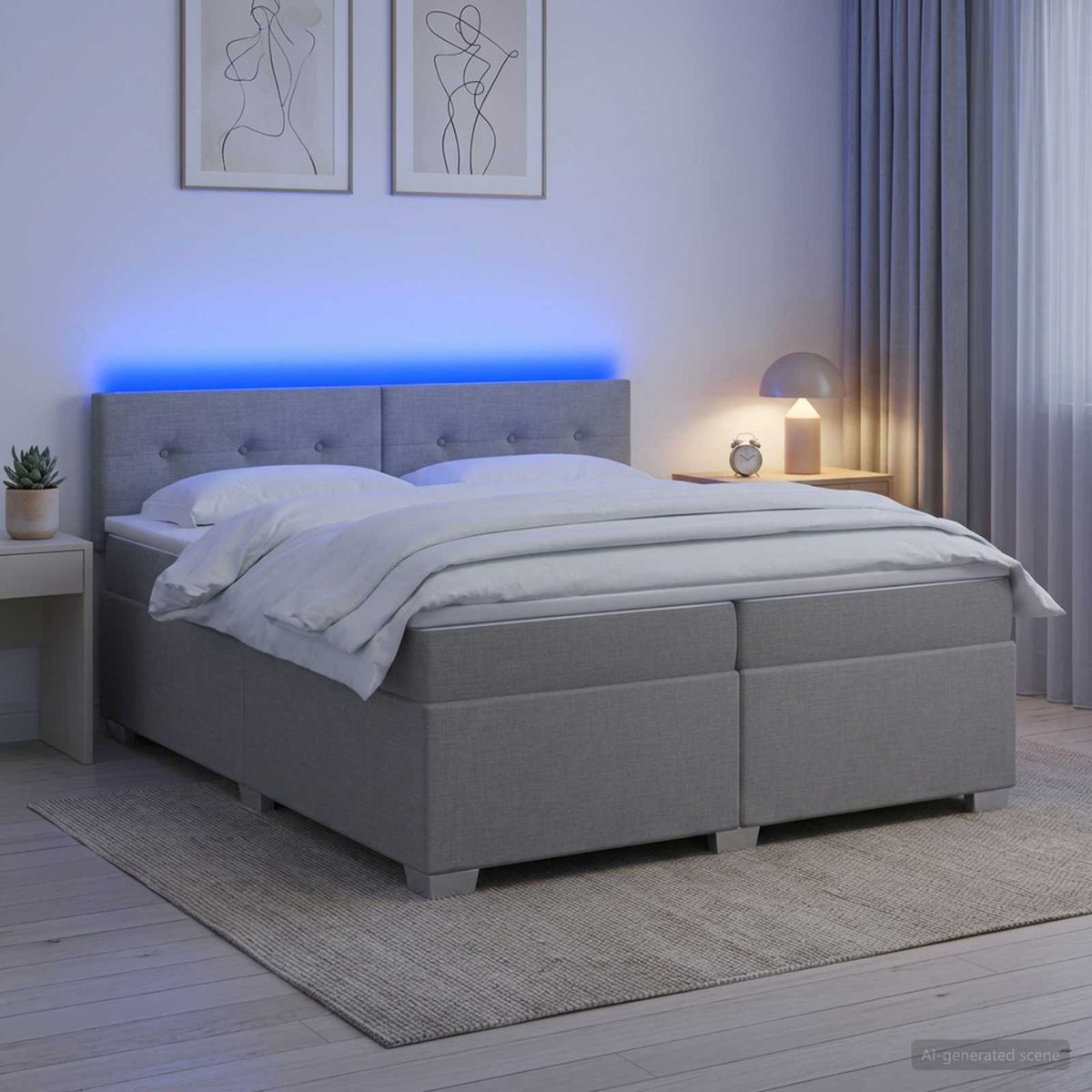 Krevet s box springom, madracem i LED-om 90 x 190 cm