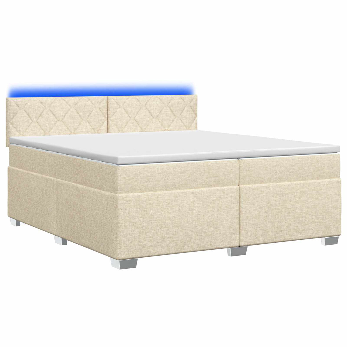 Krevet s box springom, madracem i LED-om Krem 200 x 200 cm
