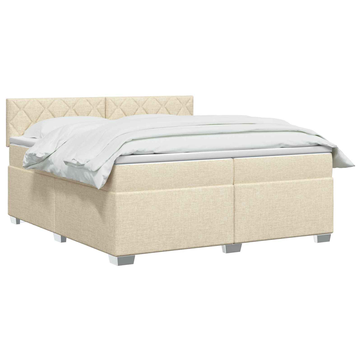 Krevet s box springom, madracem i LED-om Krem 200 x 200 cm