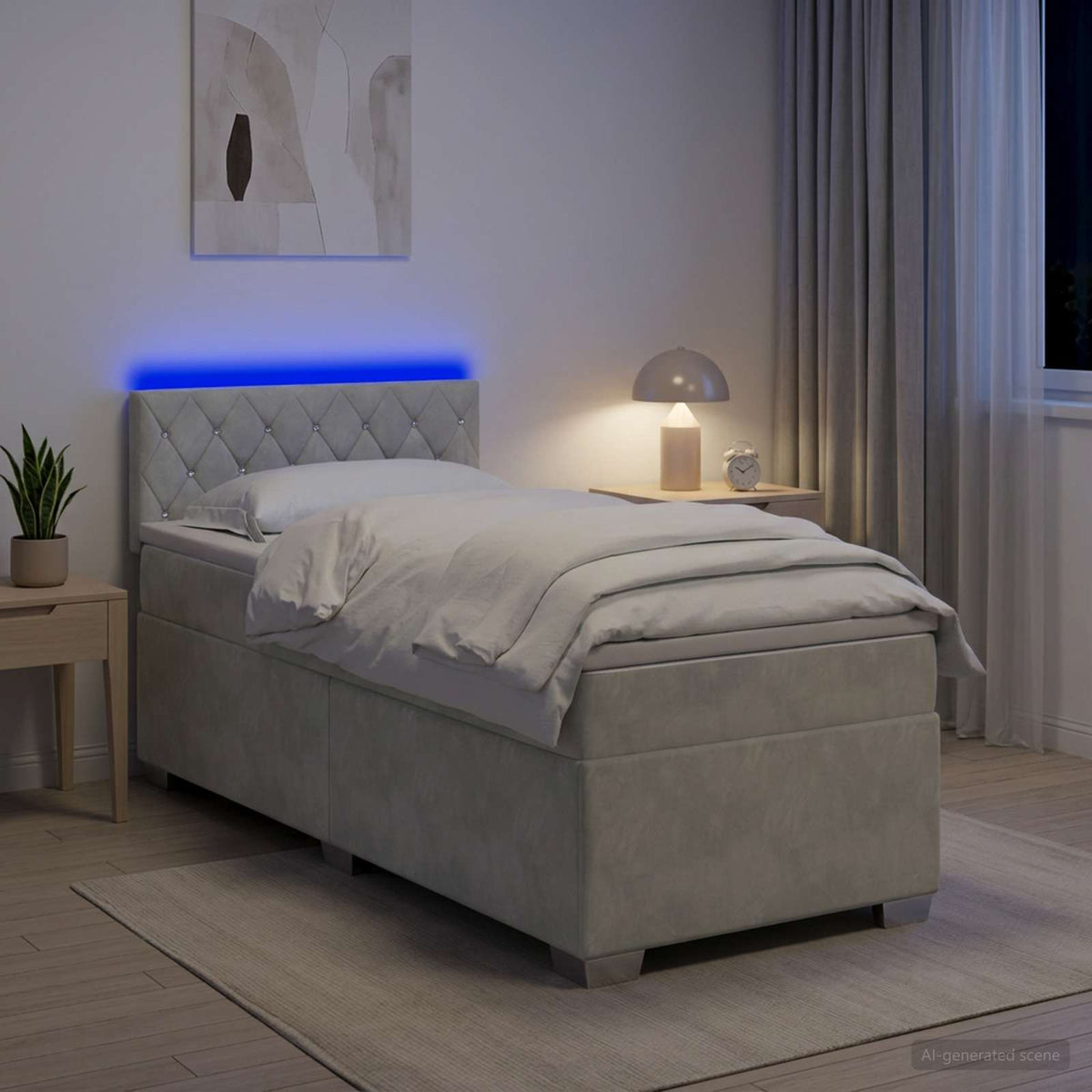 Krevet box spring s madracem za 1 osobu baršunasti
