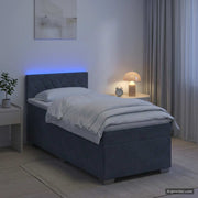 Krevet s box springom, madracem i LED-om Tamnosiva Jjedan