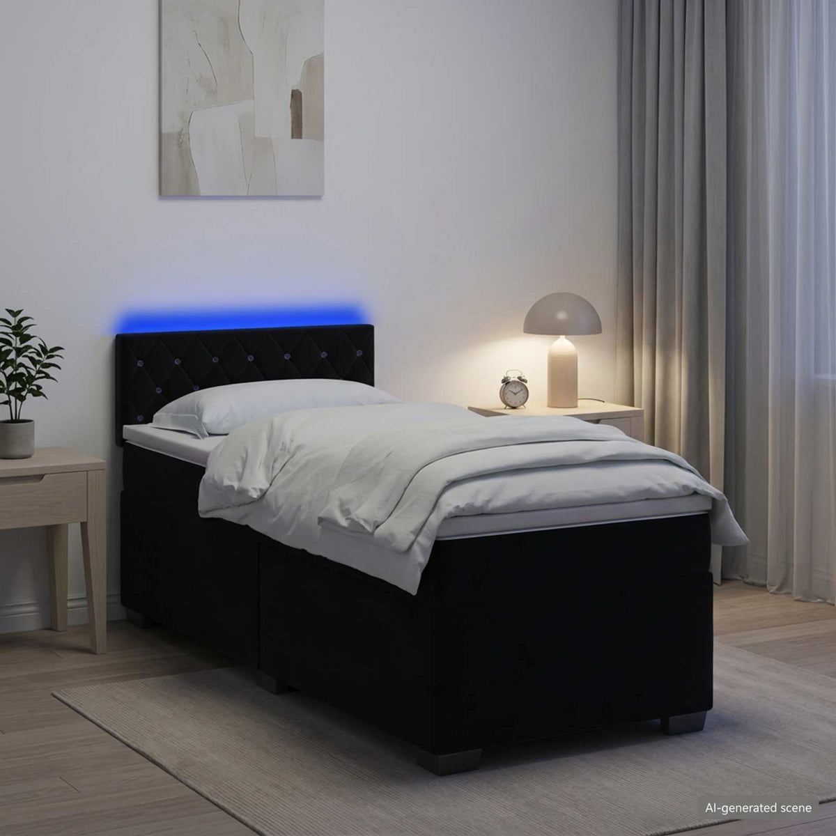 Krevet s box springom, madracem i LED-om Crna 90 x 200 cm