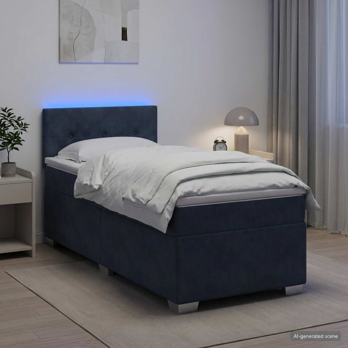 Krevet s box springom, madracem i LED-om Tamnosiva 90 x 190 cm
