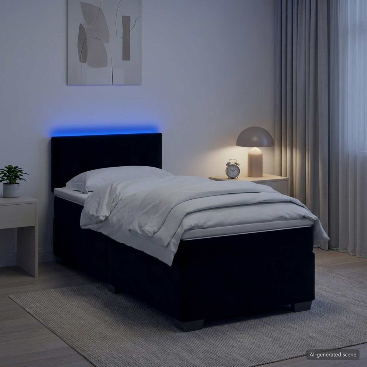 Krevet s box springom, madracem i LED-om Crna 80 x 200 cm