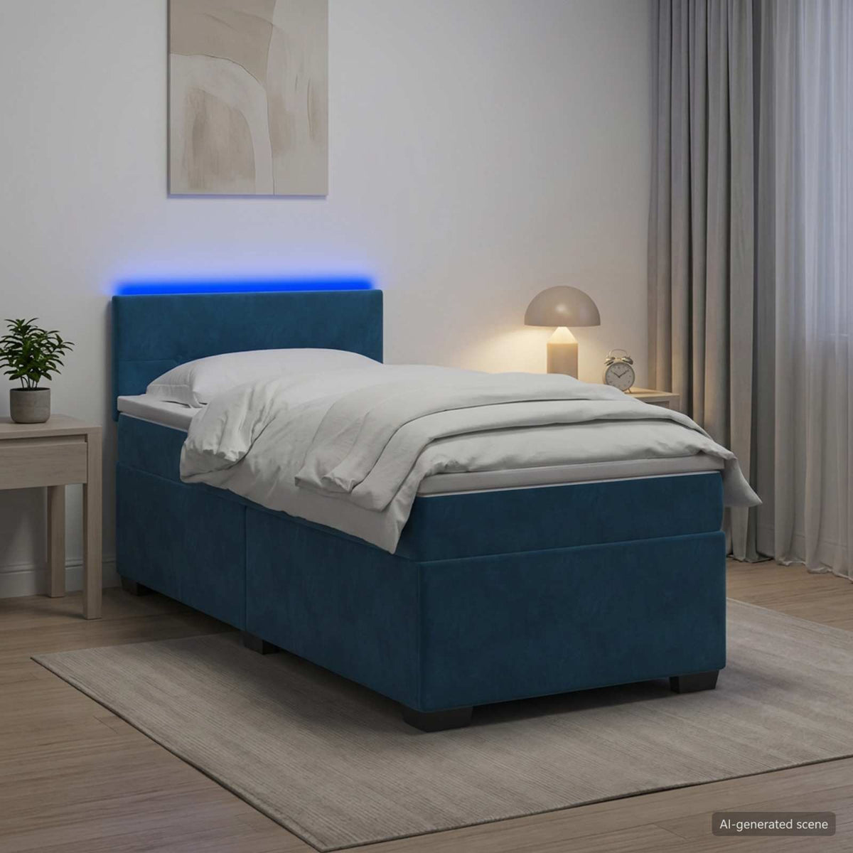 Krevet s box springom, madracem i LED-om Plava 80 x 200 cm