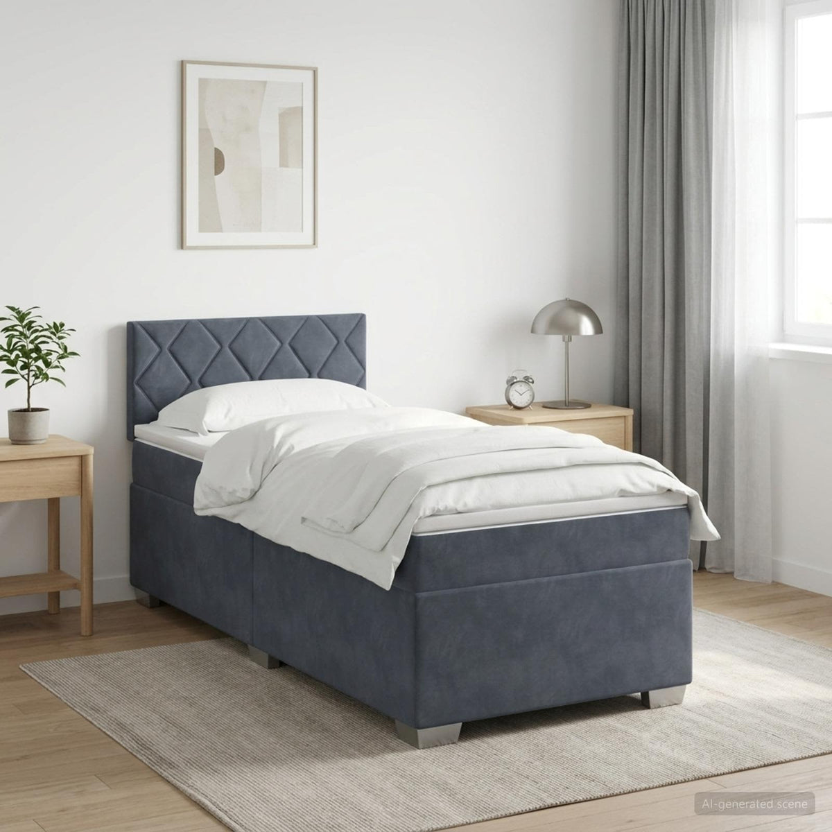Krevet box spring s madracem za 1 osobu baršunasti