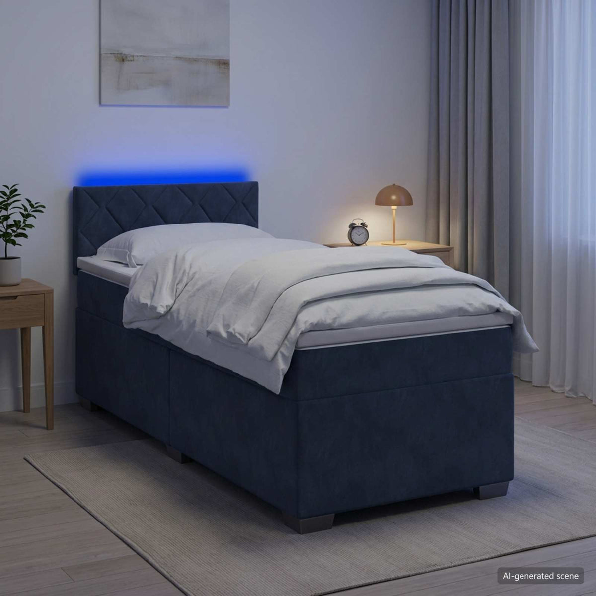 Krevet s box springom, madracem i LED-om Tamnosiva 90 x 190 cm