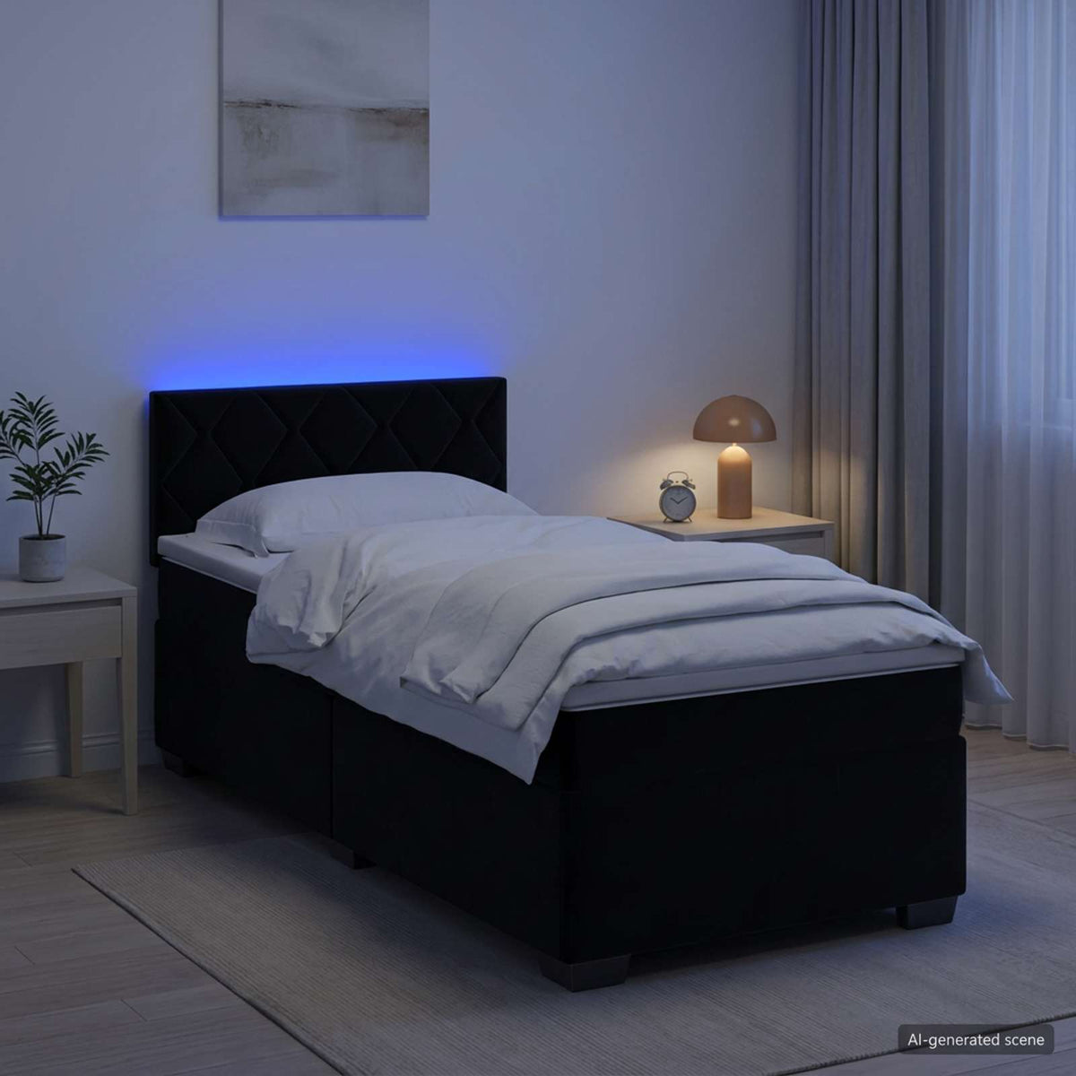 Krevet s box springom, madracem i LED-om Crna 90 x 190 cm