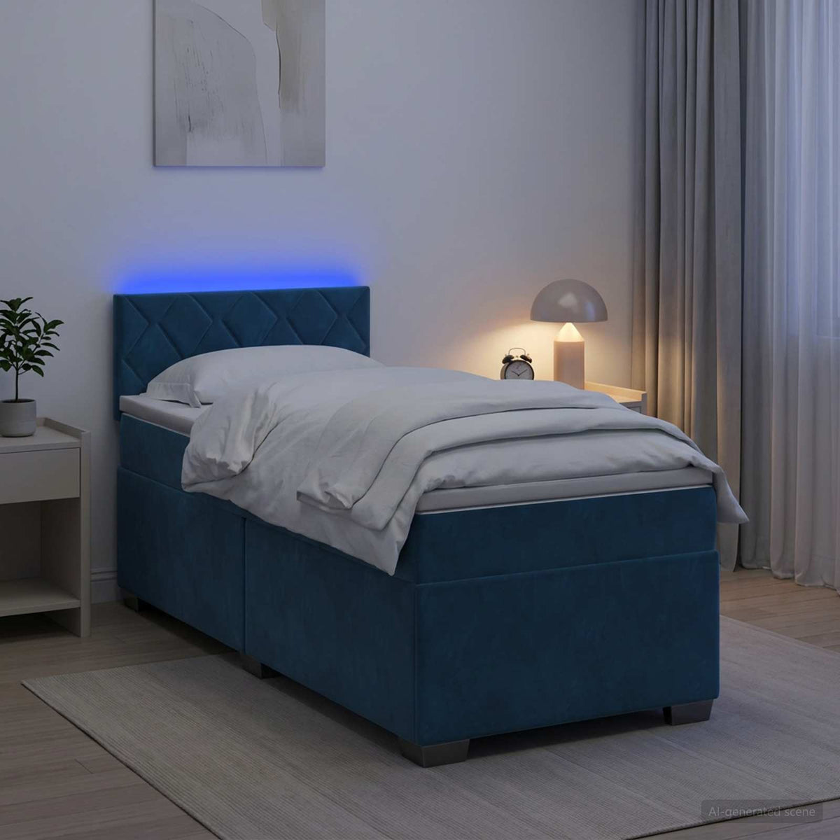 Krevet s box springom, madracem i LED-om Plava 100 x 200 cm