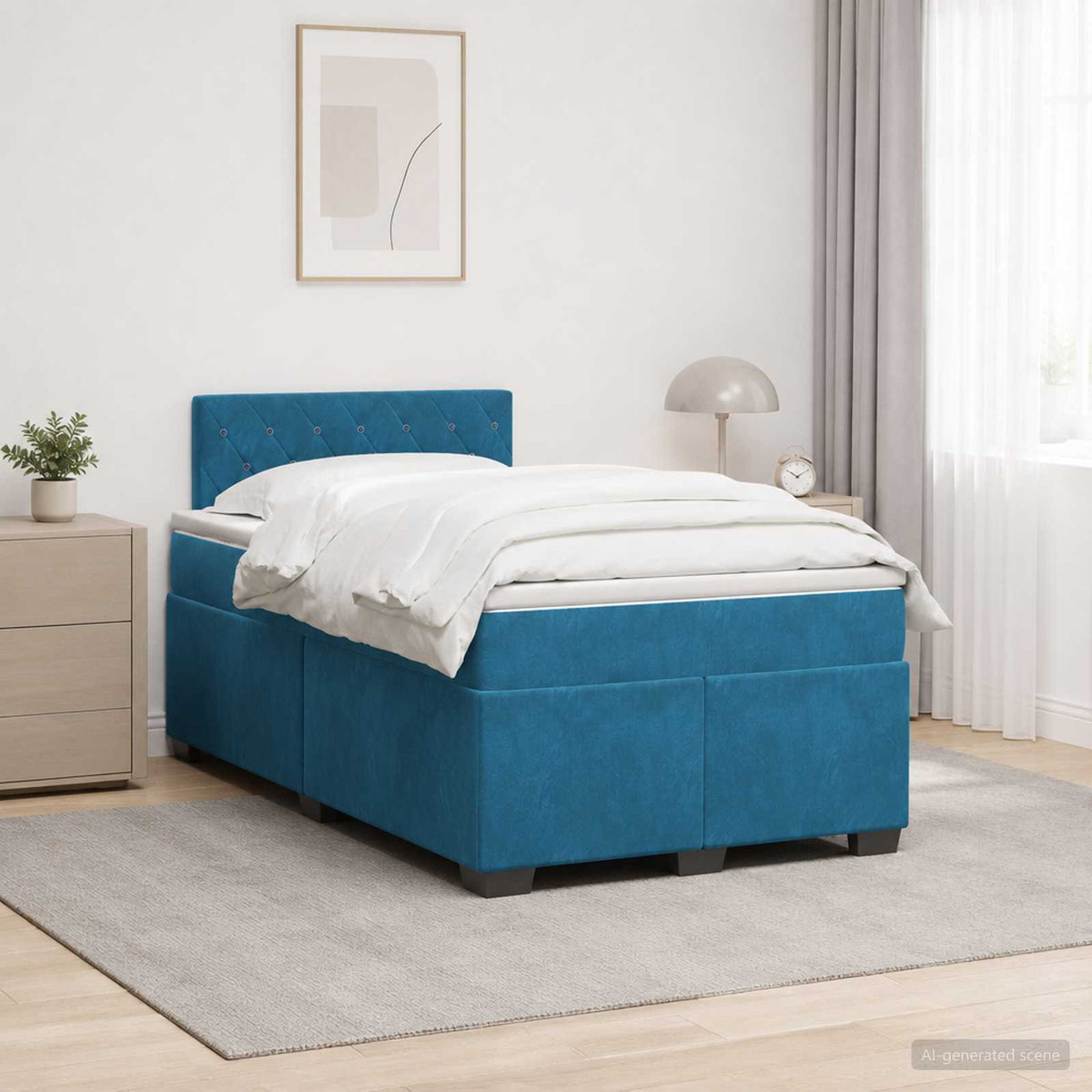 Krevet s box springom, madracem i LED-om Plava 120 x 200 cm