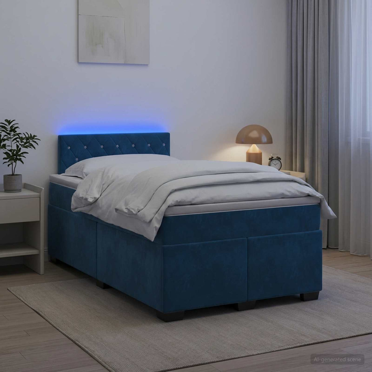 Krevet s box springom, madracem i LED-om Plava 120 x 190 cm