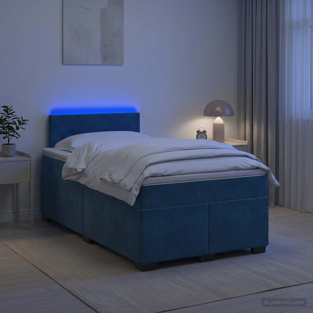 Krevet s box springom, madracem i LED-om Plava 120 x 200 cm