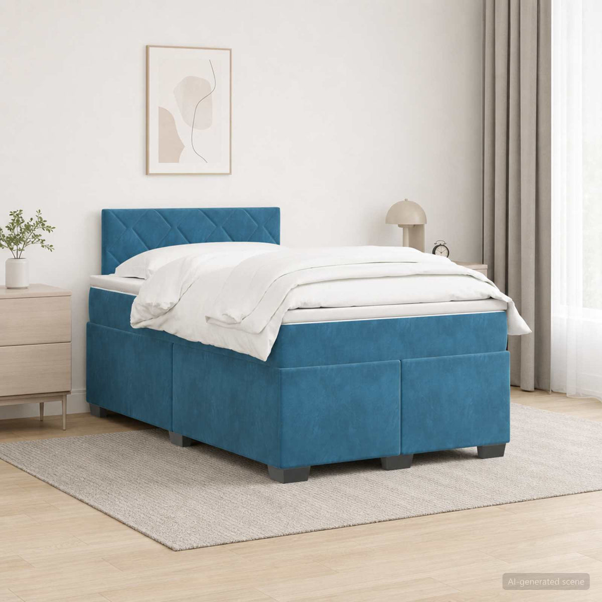 Krevet s box springom, madracem i LED-om Plava 120 x 200 cm