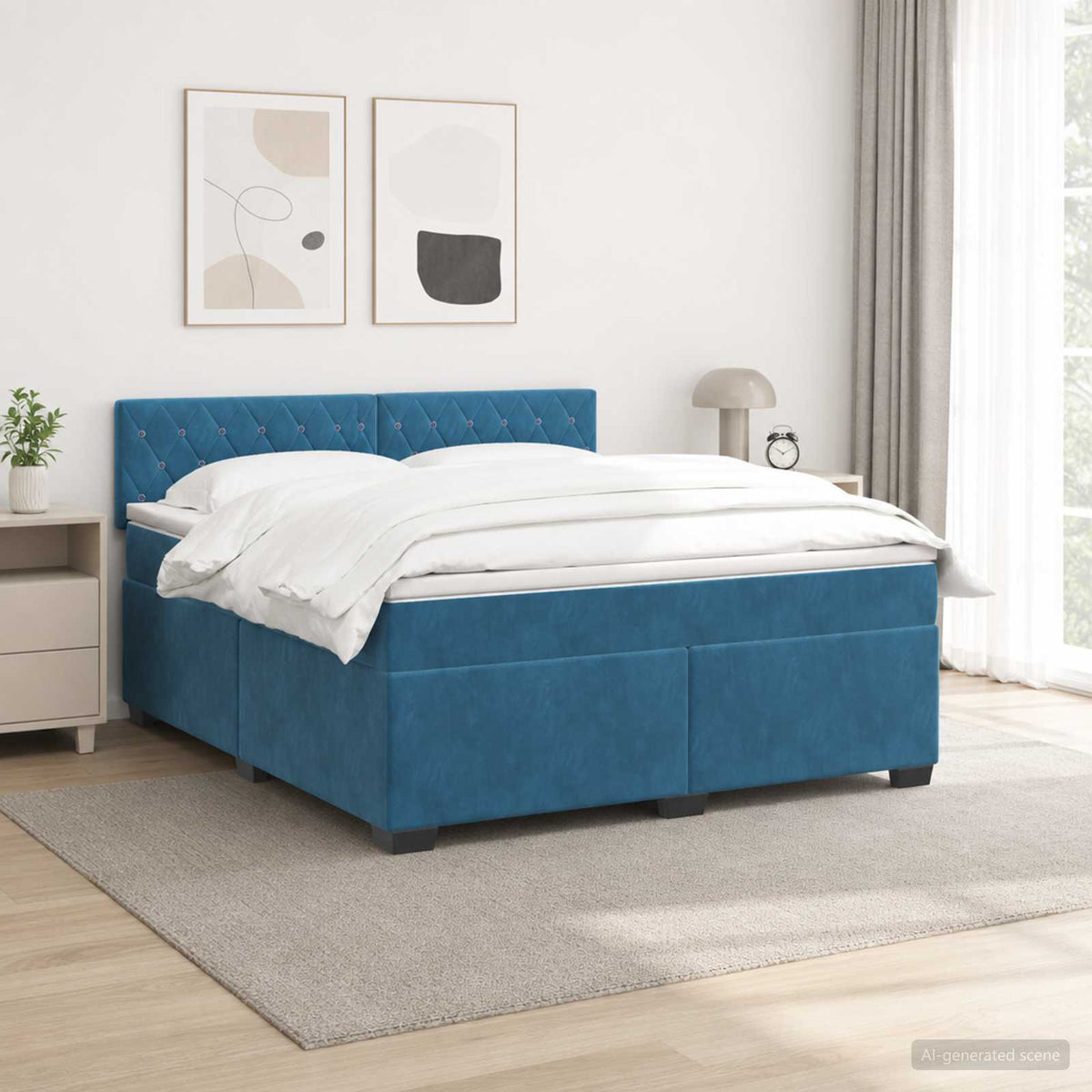 Krevet s box springom, madracem i LED-om Plava 180 x 200 cm