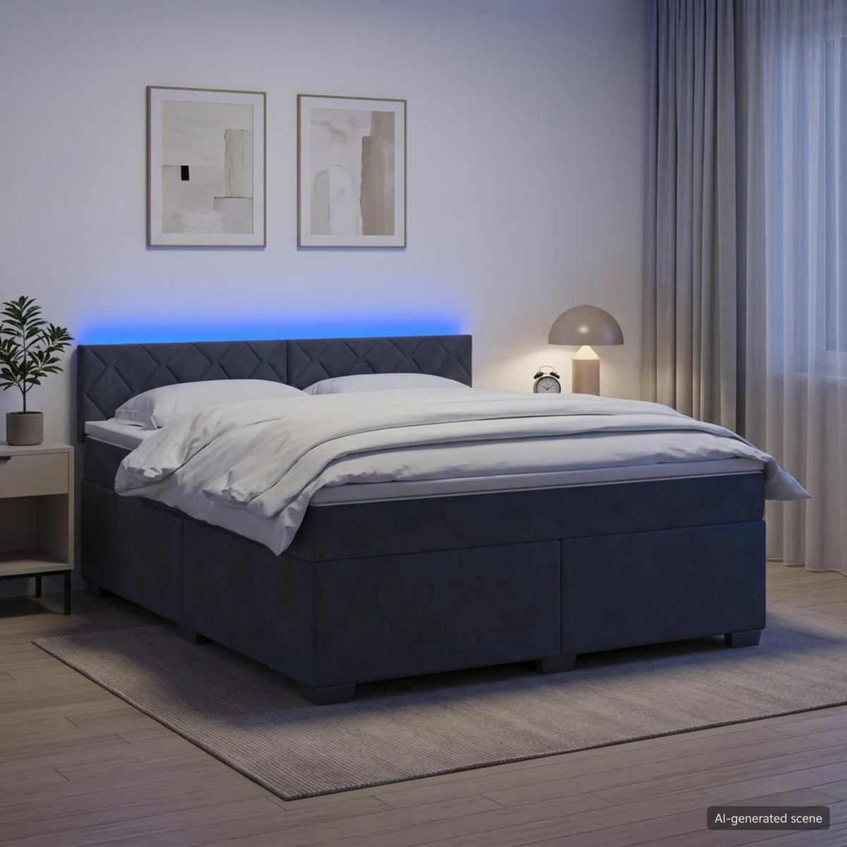 Krevet s box springom, madracem i LED-om Tamnosiva 140 x 200 cm