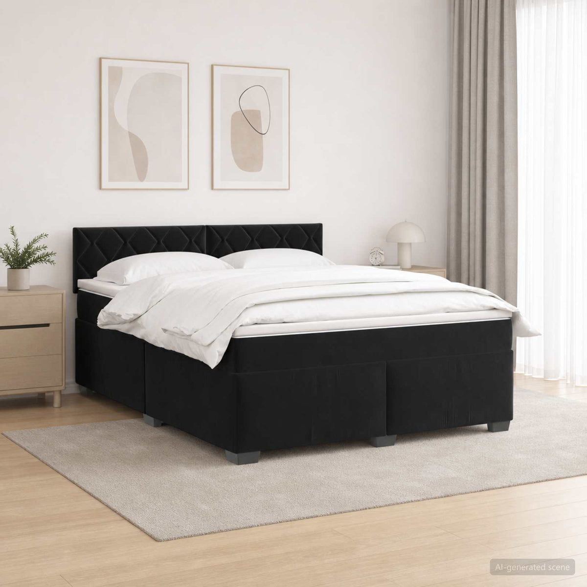 Krevet s box springom, madracem i LED-om Crna 180 x 200 cm