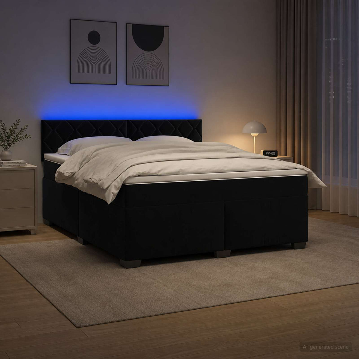 Krevet s box springom, madracem i LED-om Crna 180 x 200 cm