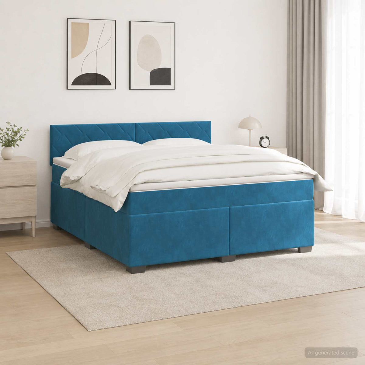 Krevet s box springom, madracem i LED-om Plava 180 x 200 cm