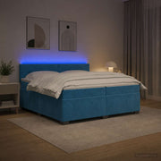 Krevet s box springom, madracem i LED-om Plava 200 x 200 cm