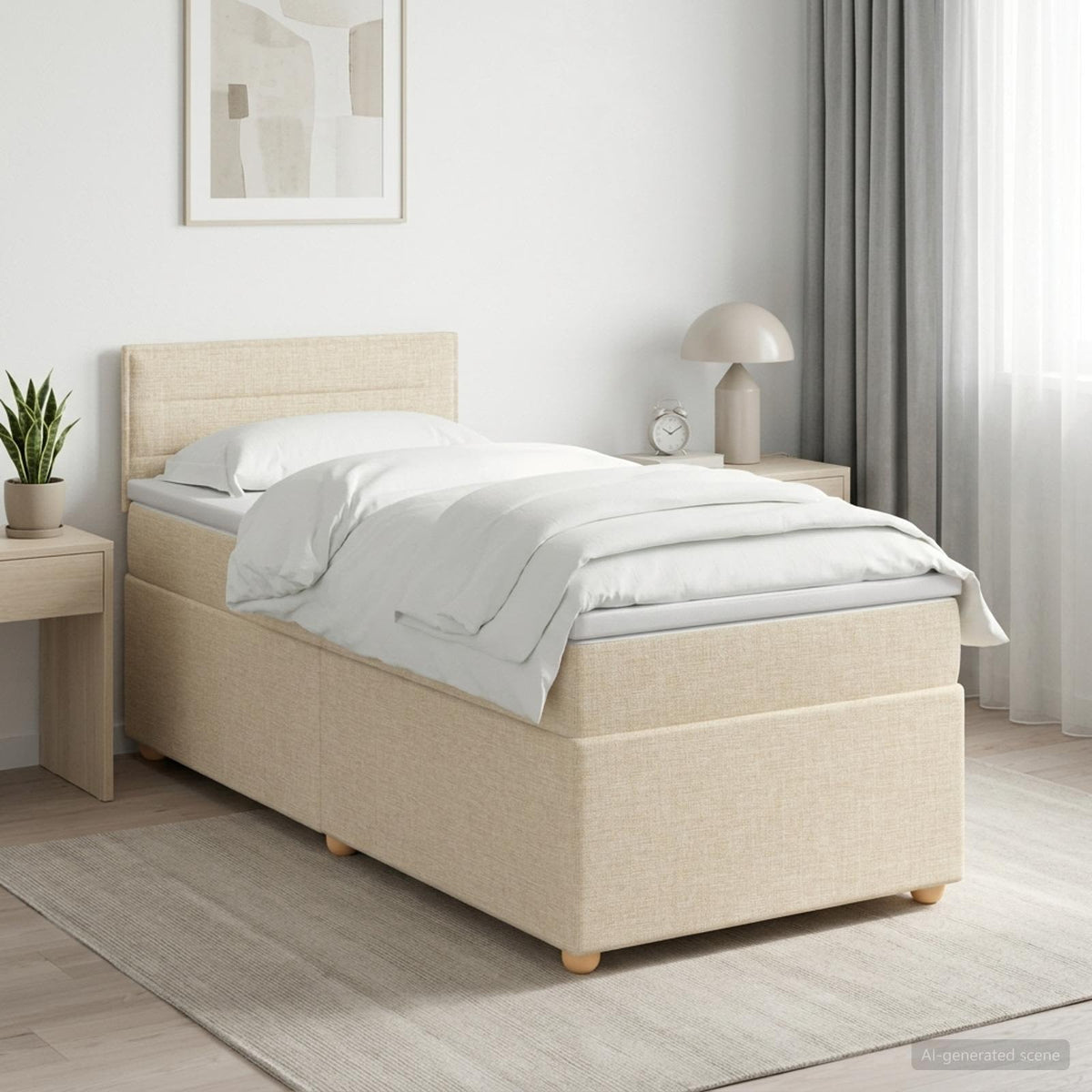 Boxspring krevet s madracem Krem 90 x 200 cm Tkanina