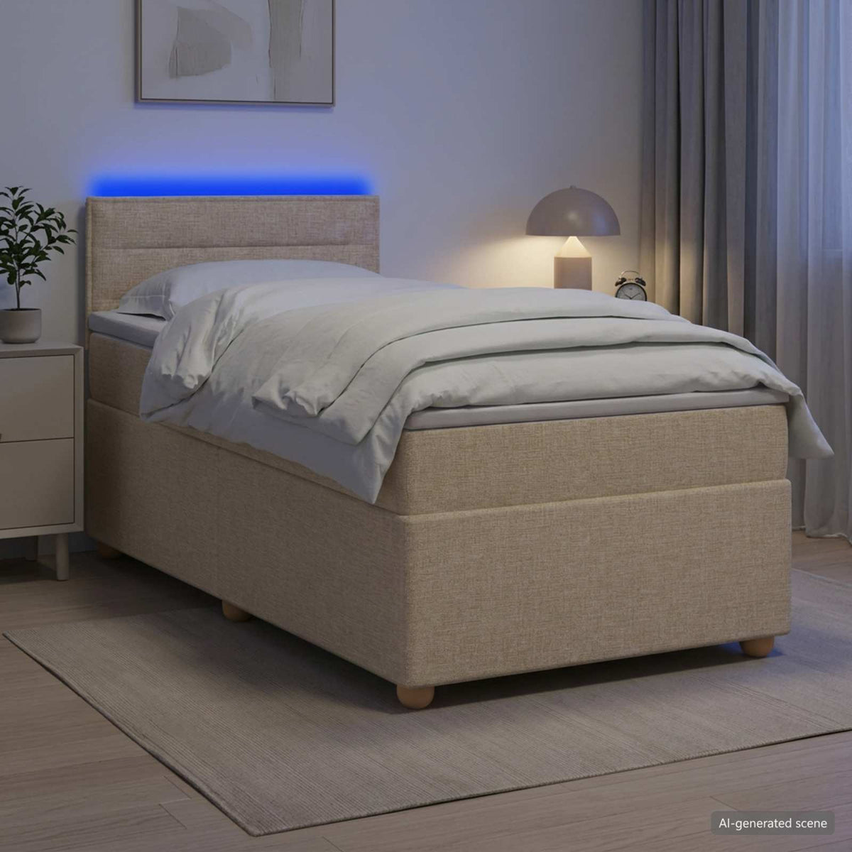 Boxspring krevet s madracem Krem 90 x 200 cm Tkanina