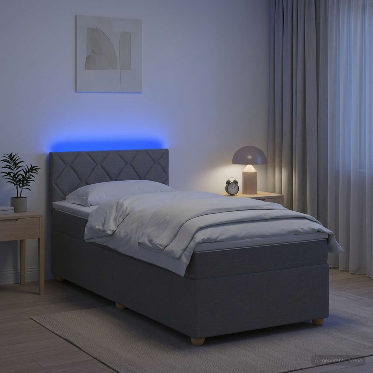 Boxspring krevet s madracem Svjetlosiva 90 x 200 cm Tkanina