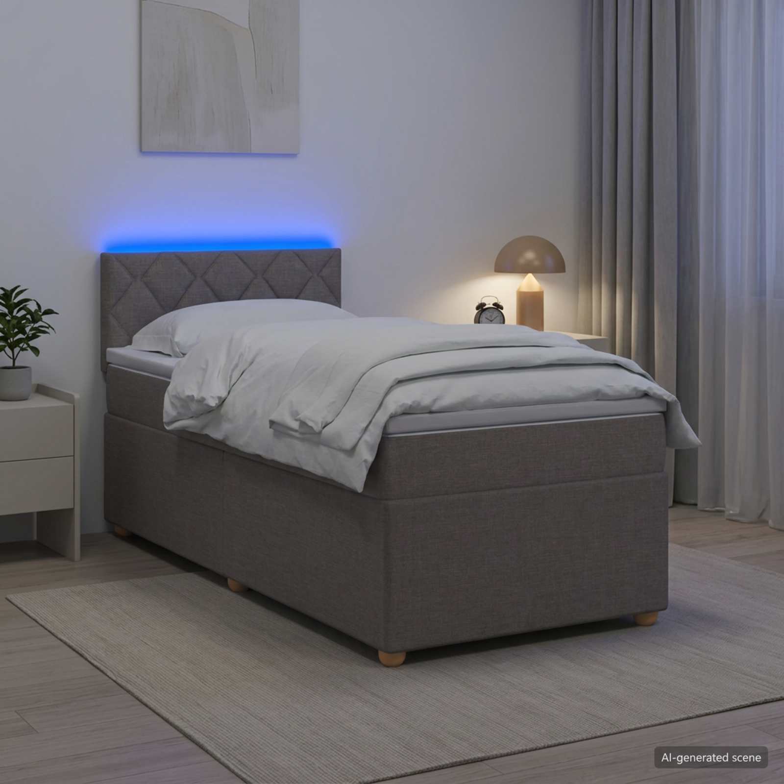 Boxspring krevet s madracem Sivosmeđa 90 x 200 cm Tkanina