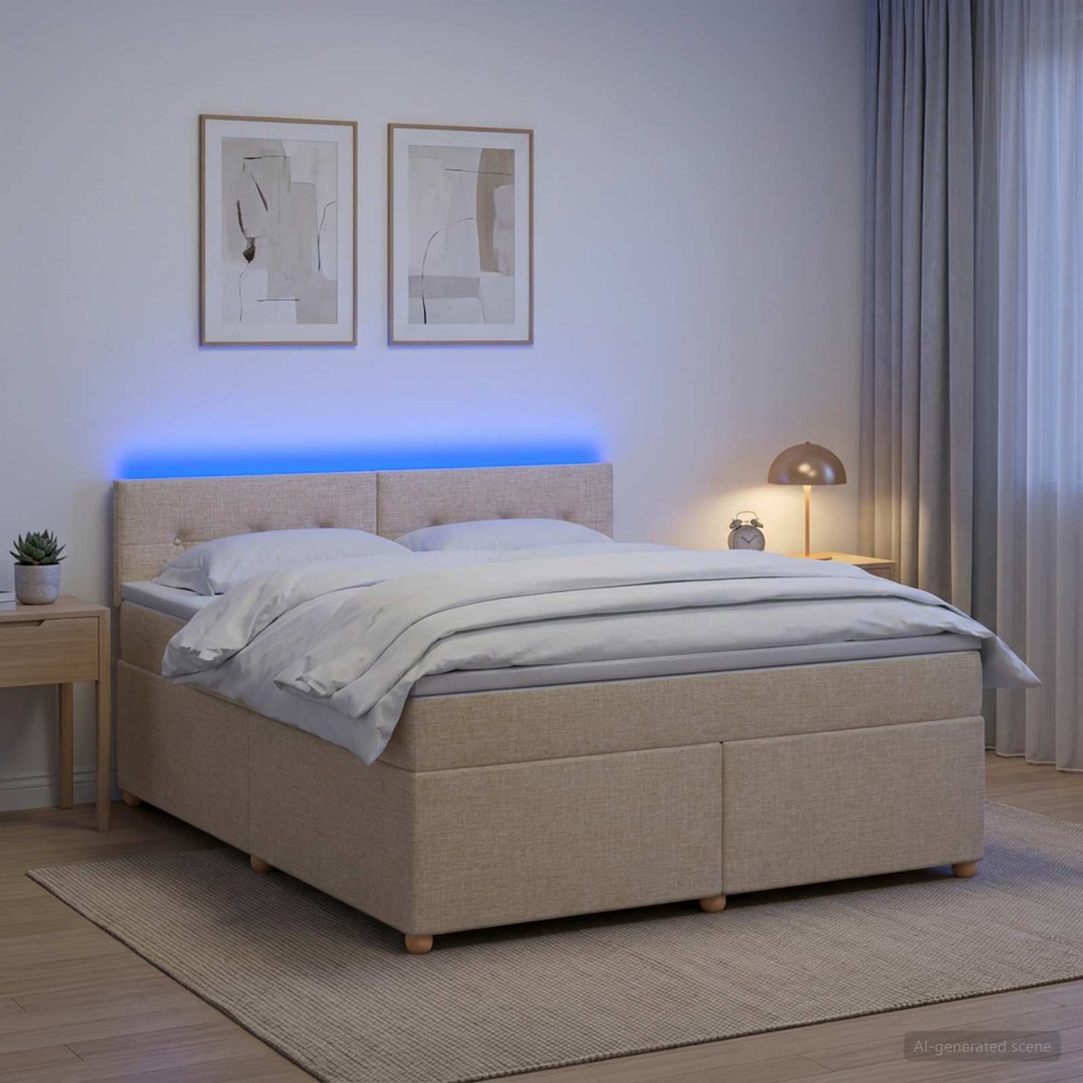 Boxspring krevet s madracem Krem 180 x 200 cm Tkanina