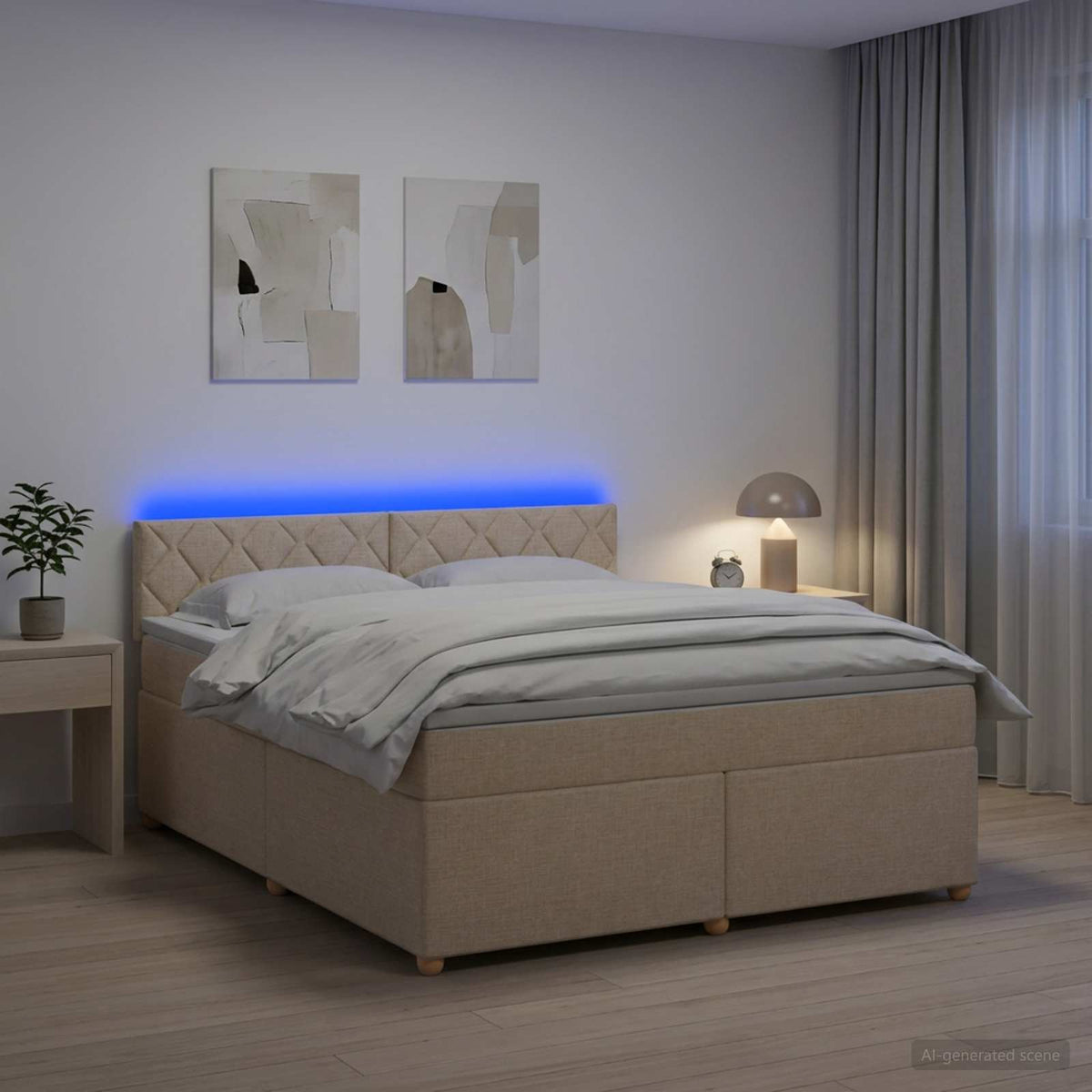 Boxspring krevet s madracem Krem 160 x 200 cm Tkanina 160 x 200 x 100.5 cm
