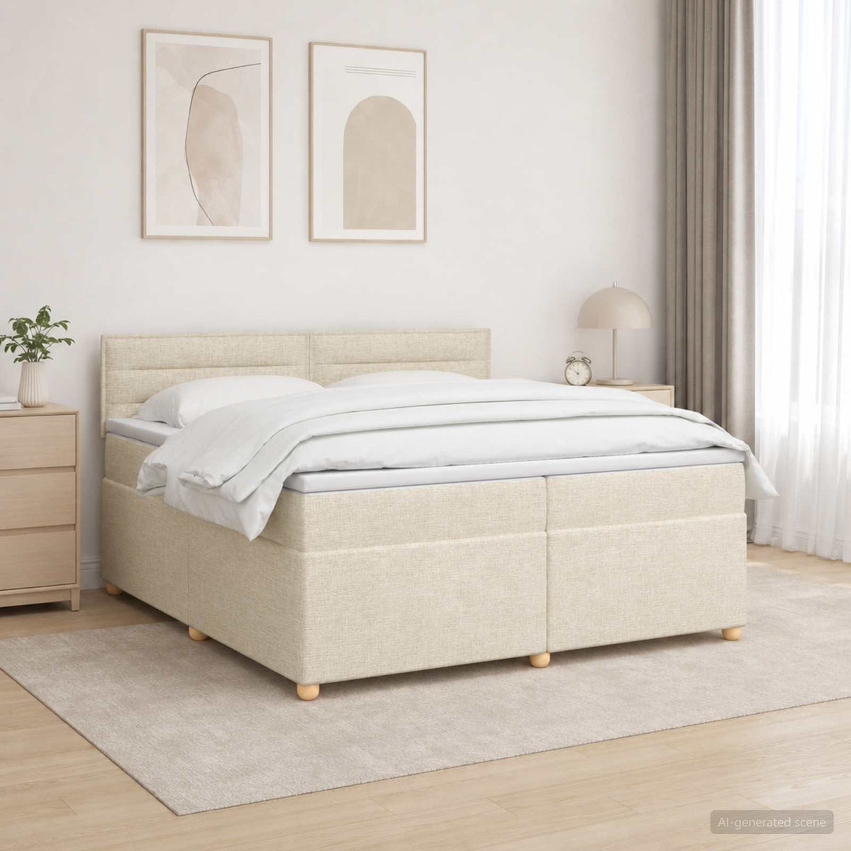Boxspring krevet s madracem Krem 200 x 200 cm Tkanina