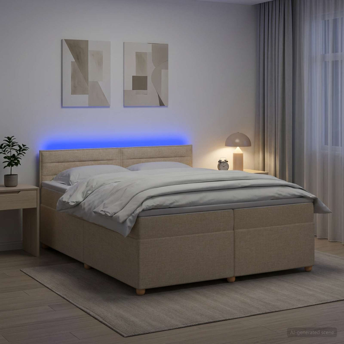 Boxspring krevet s madracem Krem 200 x 200 cm Tkanina