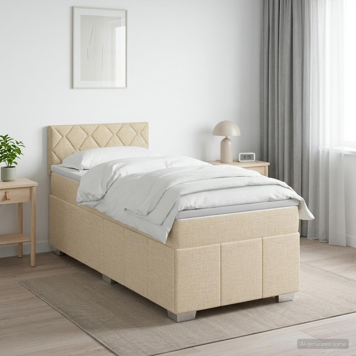 Boxspring krevet s madracem Krem 80 x 200 cm Tkanina