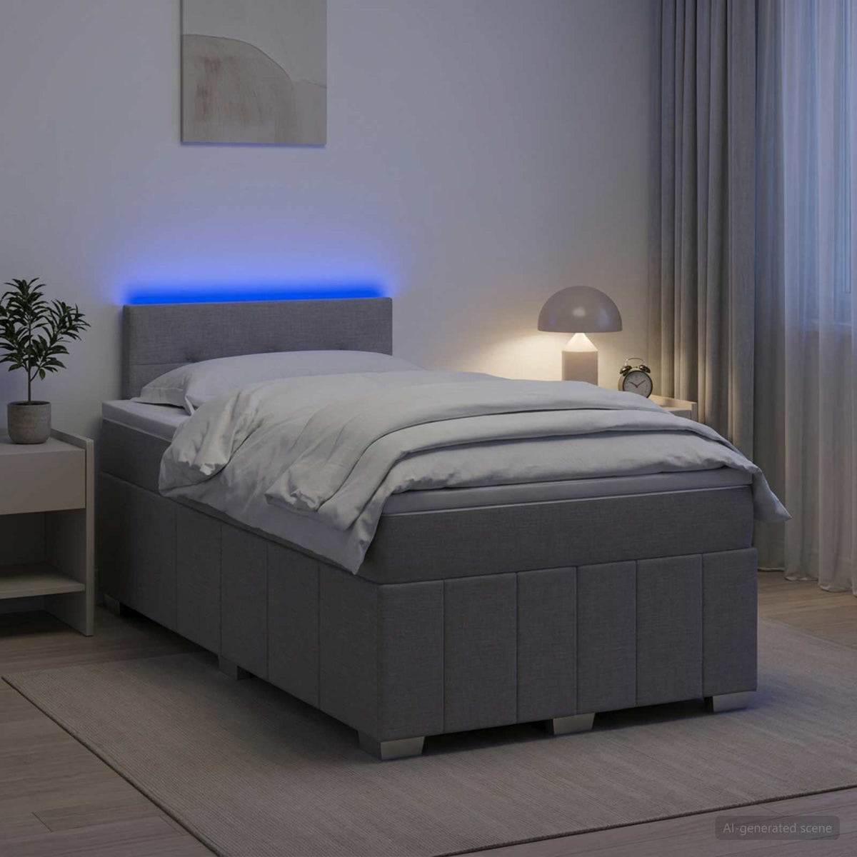 Boxspring krevet s madracem Svjetlosiva 120 x 190 cm Tkanina