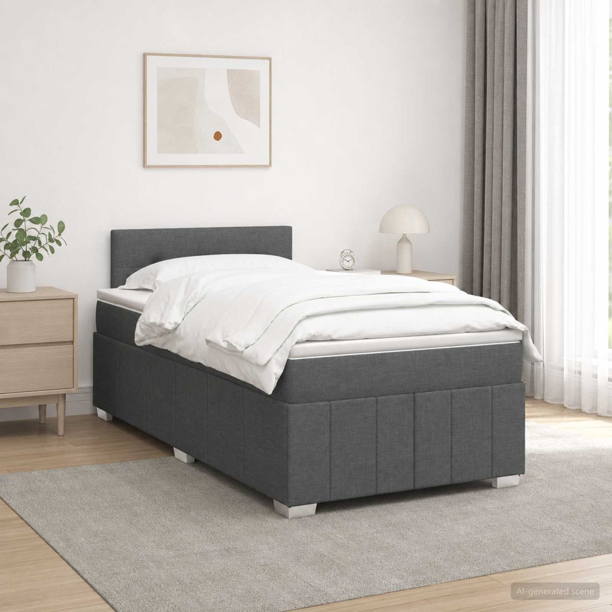 Boxspring krevet s madracem Tamnosiva 120 x 190 cm Tkanina