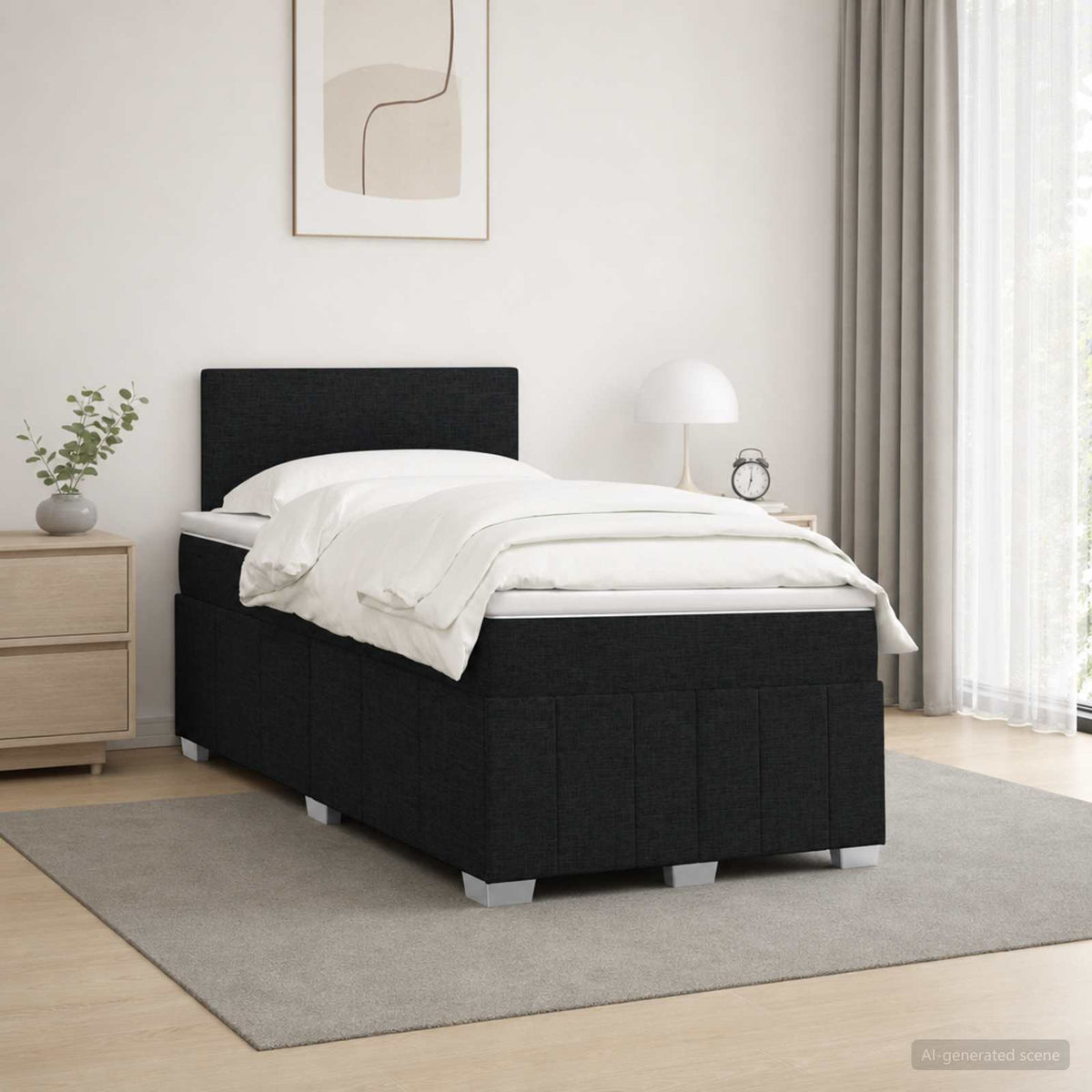 Boxspring krevet s madracem Crna 120 x 190 cm Tkanina