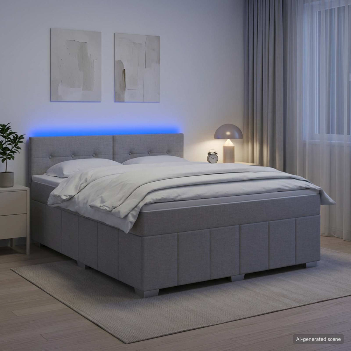 Boxspring krevet s madracem Svjetlosiva 160 x 200 cm Tkanina