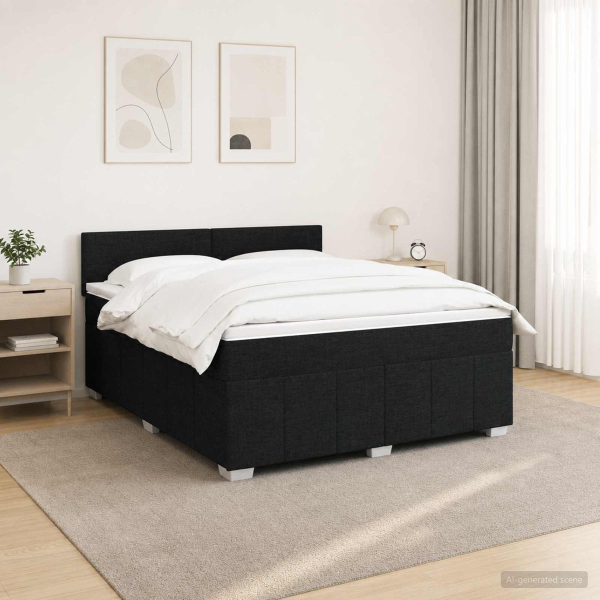 Boxspring krevet s madracem Crna 180 x 200 cm Tkanina