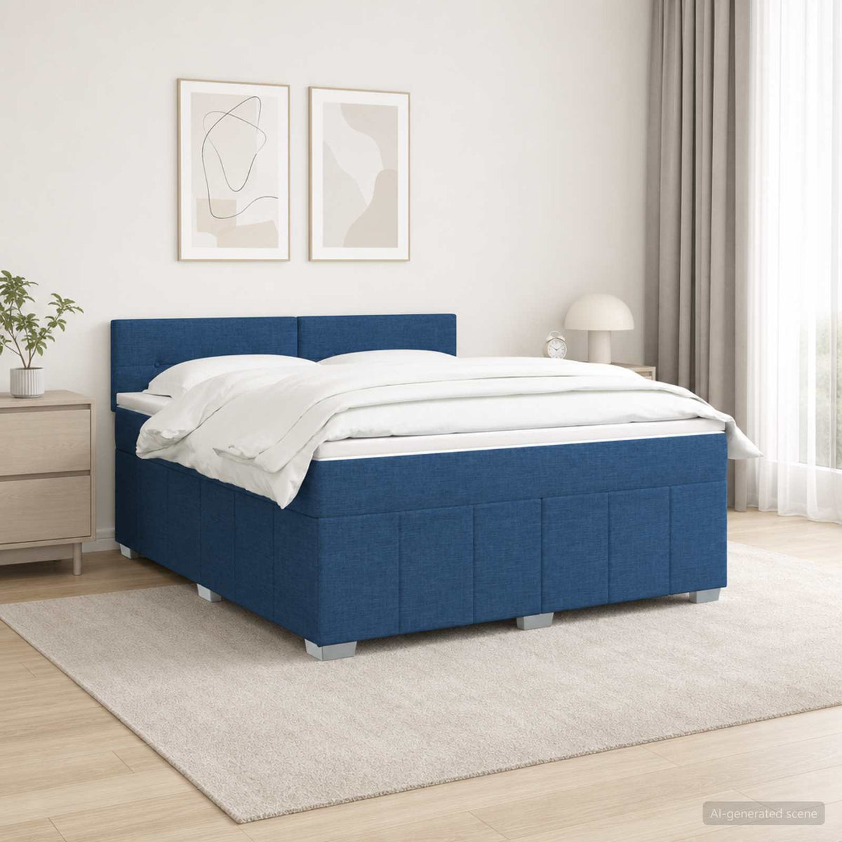 Boxspring krevet s madracem Plava 140 x 200 cm Tkanina
