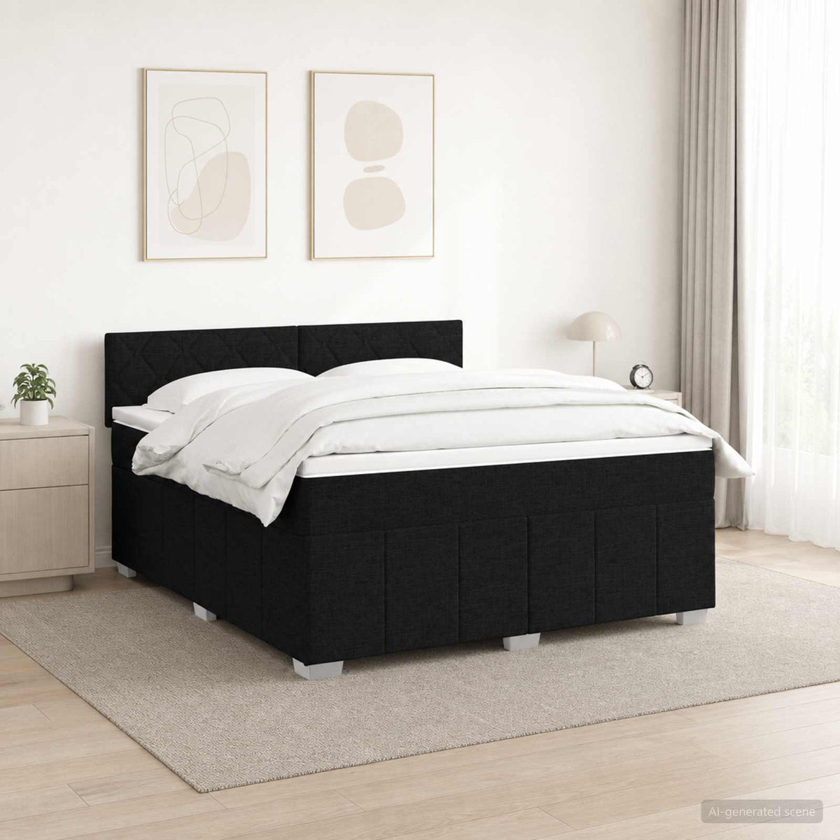Boxspring krevet s madracem Crna 160 x 200 cm Tkanina