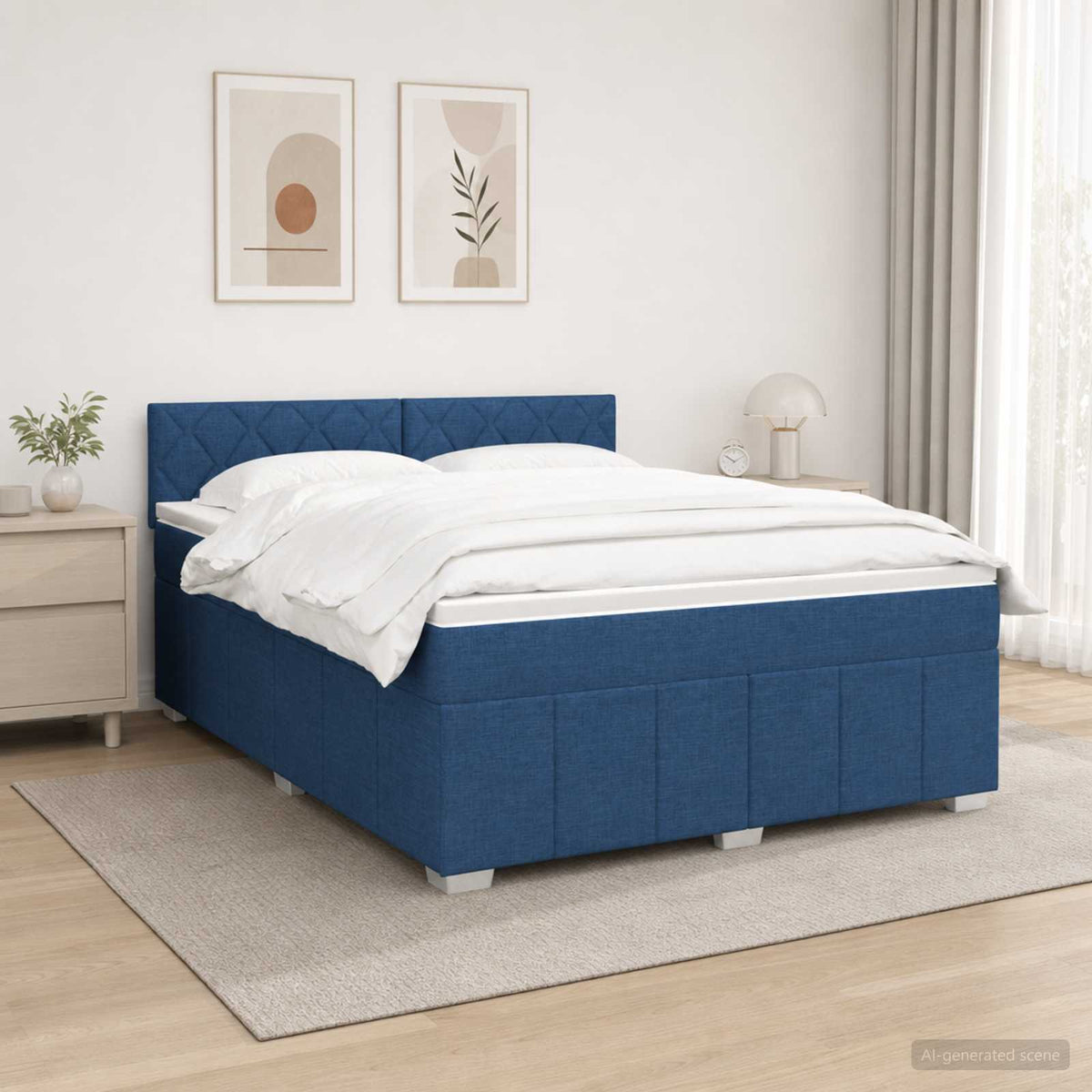 Boxspring krevet s madracem Plava 140 x 200 cm Tkanina