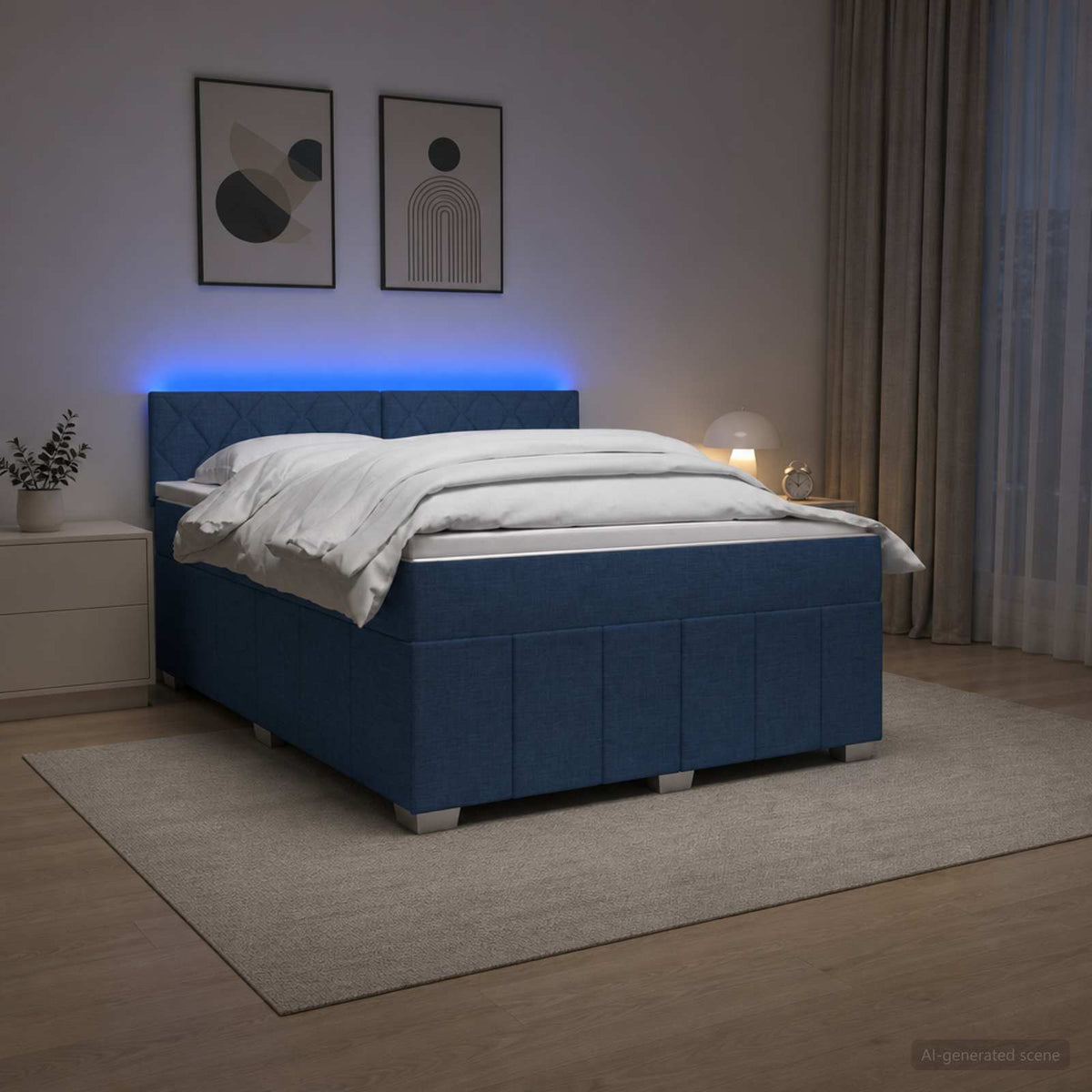 Boxspring krevet s madracem Plava 160 x 200 cm Tkanina