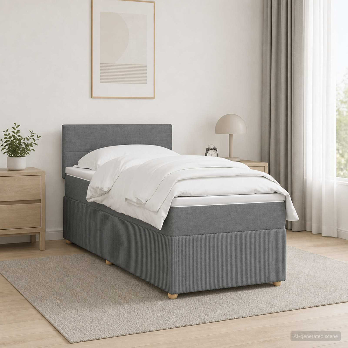 Boxspring krevet s madracem Tamnosiva 90 x 200 cm Tkanina
