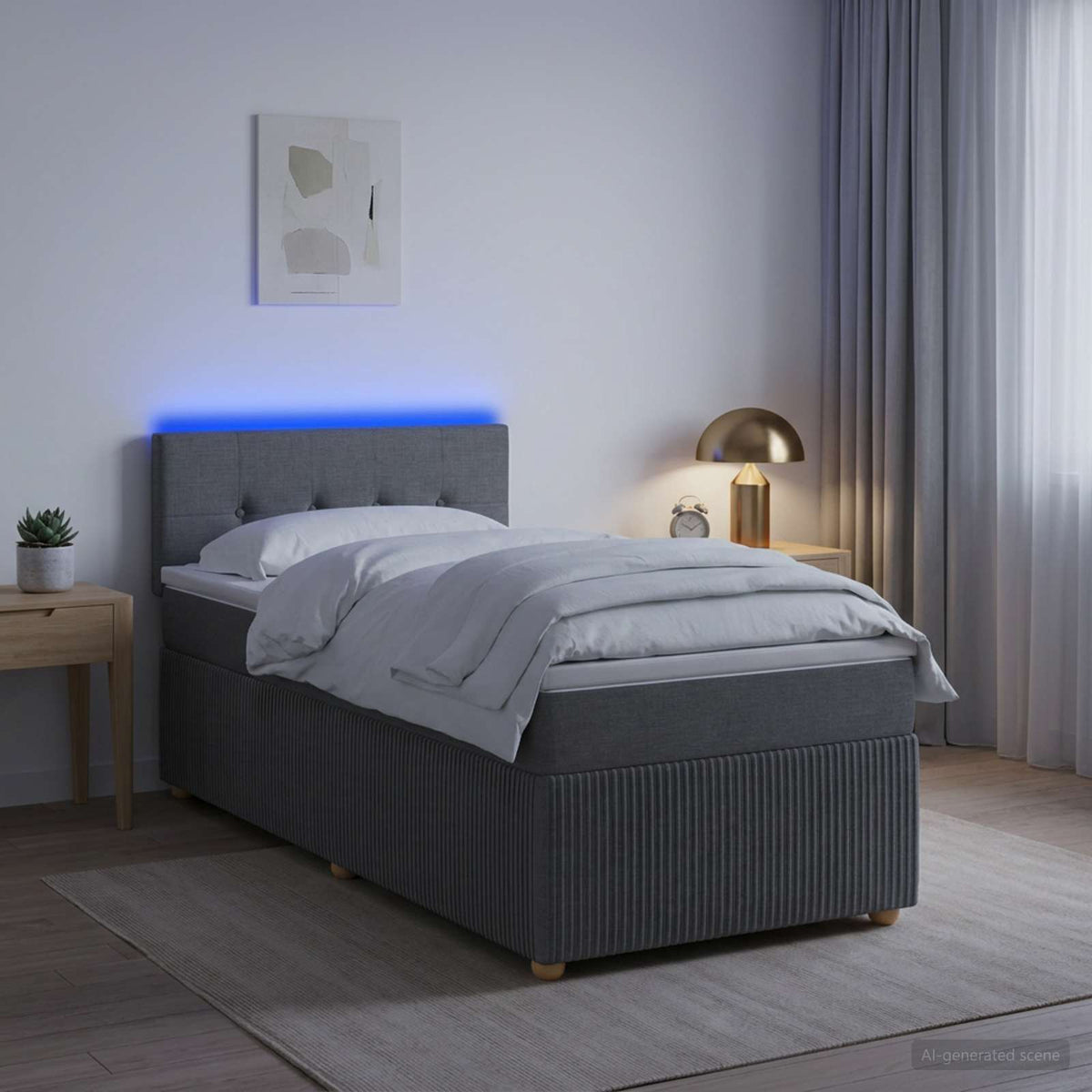 Boxspring krevet s madracem Tamnosiva 90 x 200 cm Tkanina