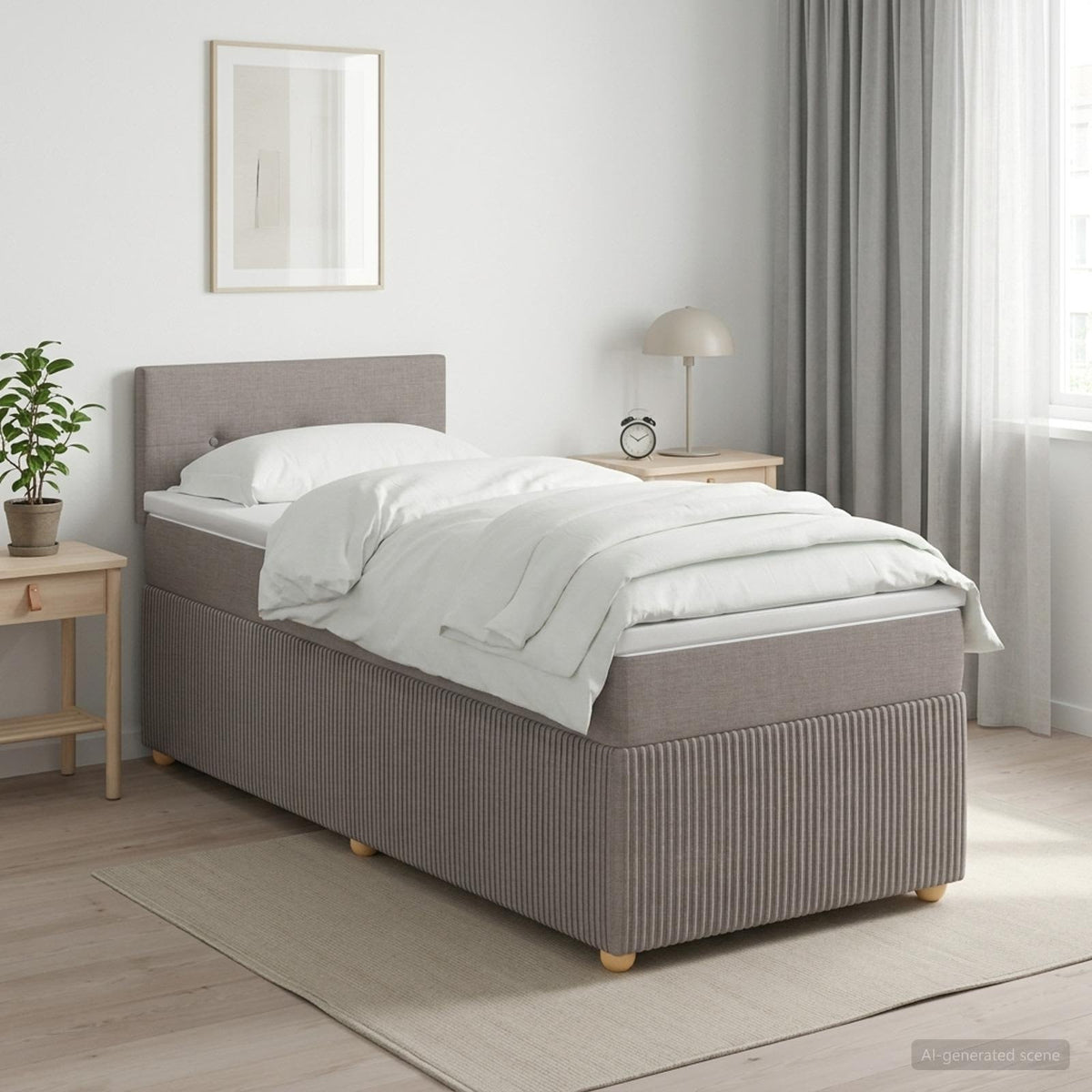 Boxspring krevet s madracem Sivosmeđa 90 x 200 cm Tkanina