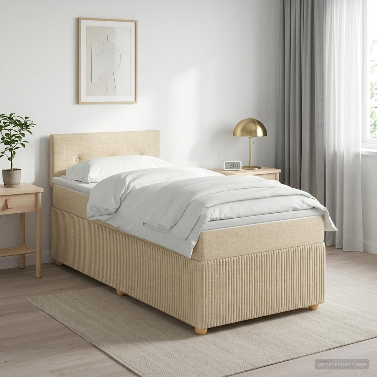 Boxspring krevet s madracem Krem 90 x 200 cm Tkanina