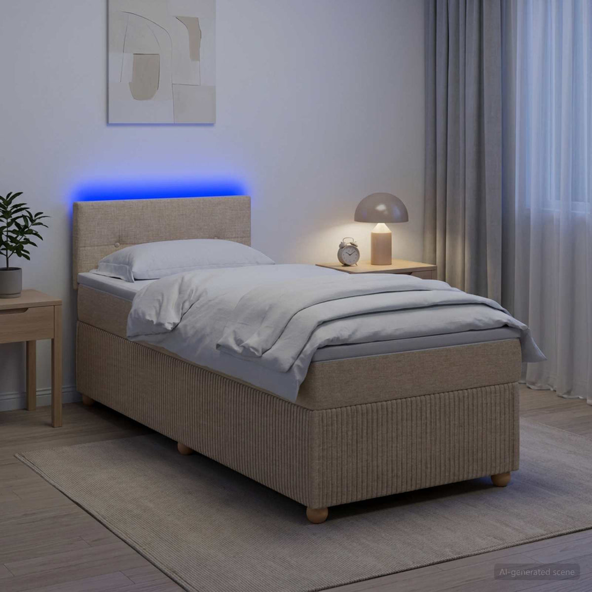Boxspring krevet s madracem Krem 90 x 200 cm Tkanina