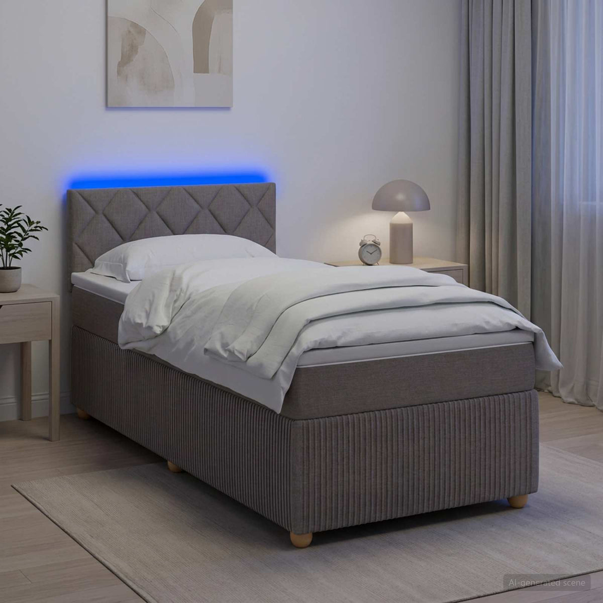 Boxspring krevet s madracem Sivosmeđa 100 x 200 cm Tkanina