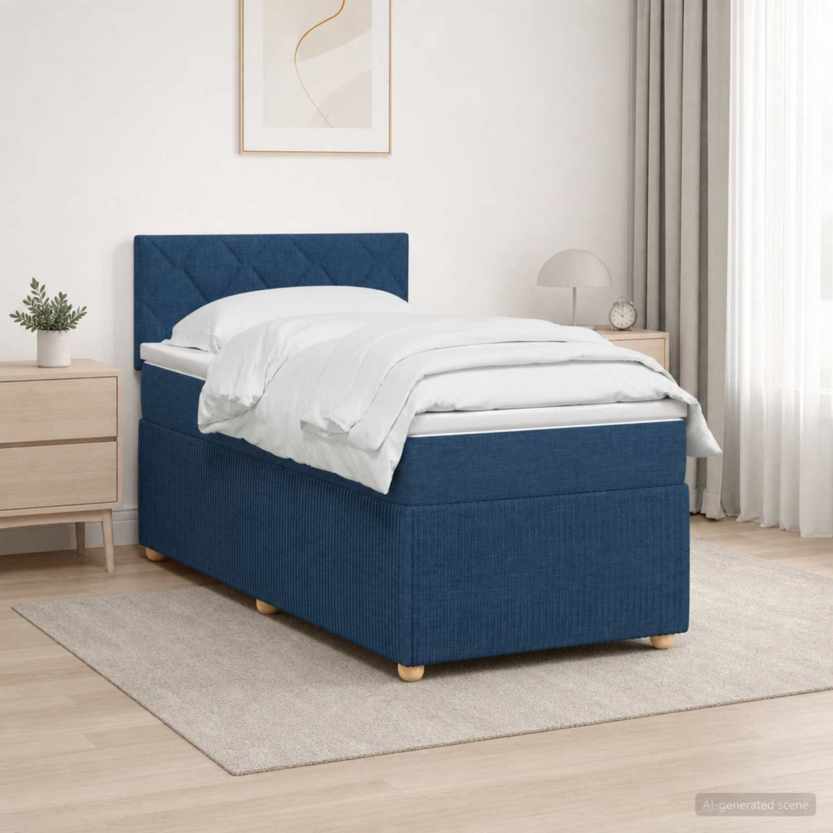 Boxspring krevet s madracem Plava 90 x 200 cm Tkanina