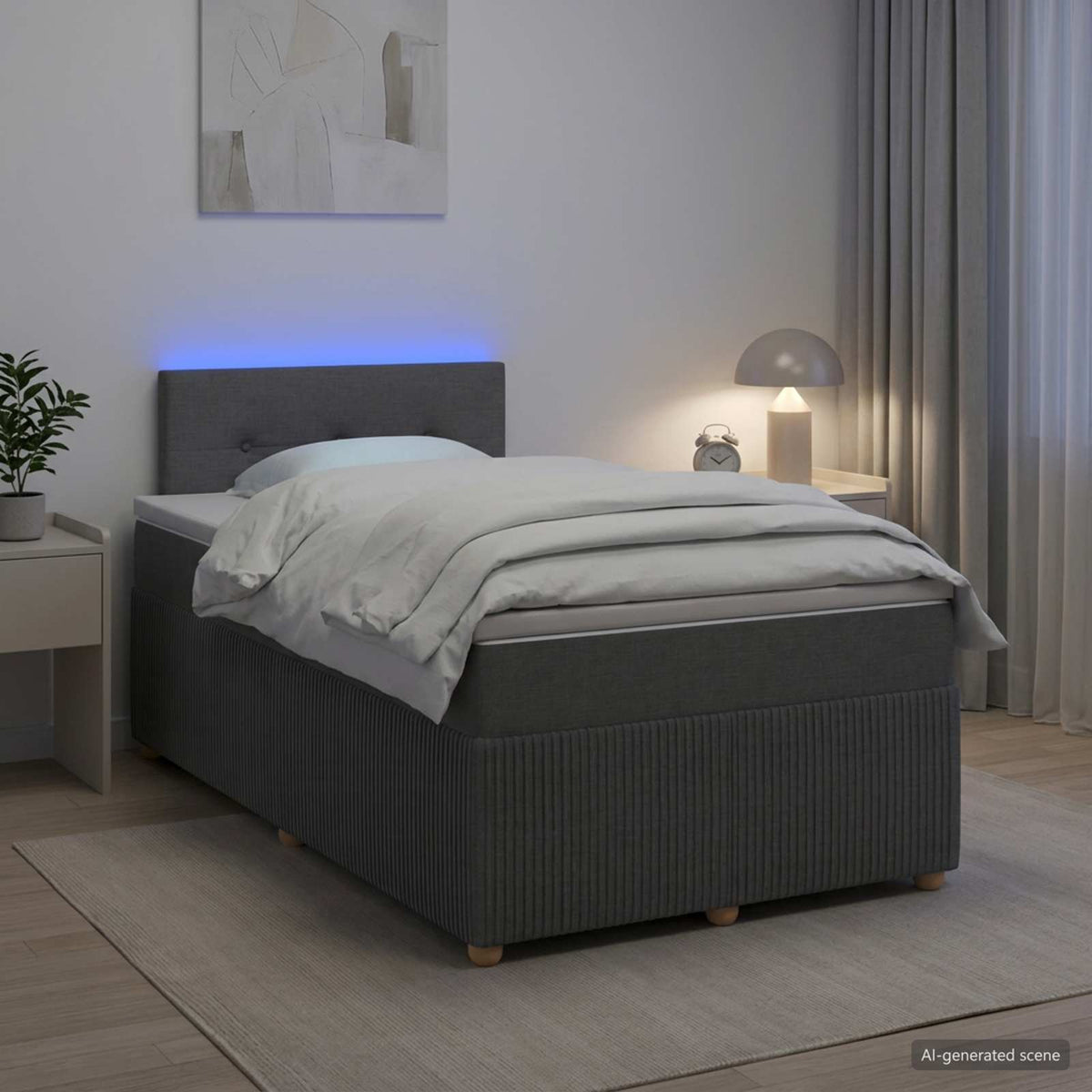Boxspring krevet s madracem Tamnosiva 120 x 190 cm Tkanina
